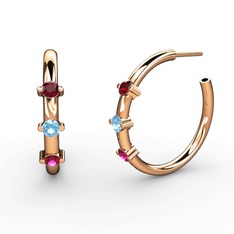 Lita Halka Küpe - Rodolit garnet, akuamarin ve garnet 14 ayar rose altın küpe #1b2gl31