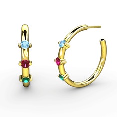 Lita Halka Küpe - Yeşil kuvars, rodolit garnet ve akuamarin 8 ayar altın küpe #1bri3yx