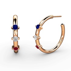 Lita Halka Küpe - Kök yakut, swarovski ve lab safir 8 ayar rose altın küpe #1btto7f