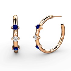Lita Halka Küpe - Lab safir ve swarovski 14 ayar rose altın küpe #1dleens