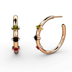 Lita Halka Küpe - Kök yakut, siyah zirkon ve peridot 14 ayar rose altın küpe #1dx7jl