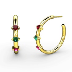 Lita Halka Küpe - Rodolit garnet, yeşil kuvars ve garnet 14 ayar altın küpe #1eaj7gy