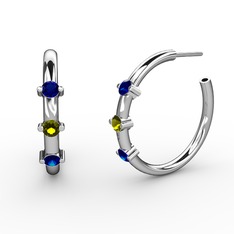 Lita Halka Küpe - Lab safir ve peridot 8 ayar beyaz altın küpe #1edg7jm