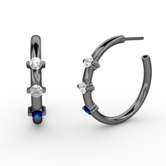 Lita Halka Küpe - Lab safir, swarovski ve beyaz zirkon 925 ayar siyah rodyum kaplama gümüş küpe #1edvklt