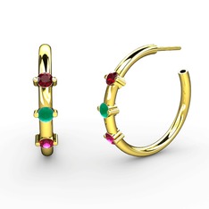 Lita Halka Küpe - Rodolit garnet, kök zümrüt ve garnet 8 ayar altın küpe #1eunotv