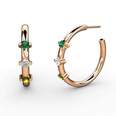 Lita Halka Küpe - Peridot, beyaz zirkon ve yeşil kuvars 8 ayar rose altın küpe #1fptjwk