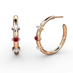 Lita Halka Küpe - Pırlanta, kök yakut ve swarovski 8 ayar rose altın küpe (0.22 karat) #1fu9dbe
