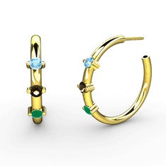 Lita Halka Küpe - Kök zümrüt, dumanlı kuvars ve akuamarin 925 ayar altın kaplama gümüş küpe #1g2nix7