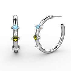Lita Halka Küpe - Swarovski, peridot ve akuamarin 18 ayar beyaz altın küpe #1gdoo72
