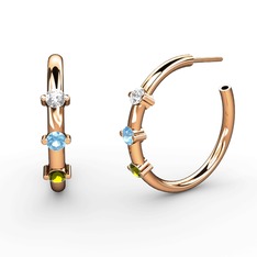 Lita Halka Küpe - Peridot, akuamarin ve swarovski 8 ayar rose altın küpe #1gdr0yo