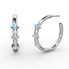 Lita Halka Küpe - Beyaz zirkon, swarovski ve akuamarin 18 ayar beyaz altın küpe #1gn8sag