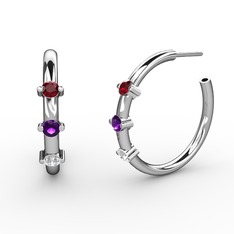 Lita Halka Küpe - Swarovski, ametist ve garnet 925 ayar gümüş küpe #1h2wct