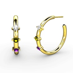Lita Halka Küpe - Ametist, peridot ve swarovski 14 ayar altın küpe #1h5ej3l