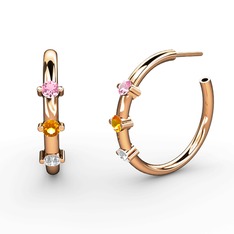 Lita Halka Küpe - Beyaz zirkon, sitrin ve pembe kuvars 18 ayar rose altın küpe #1h6qo3c