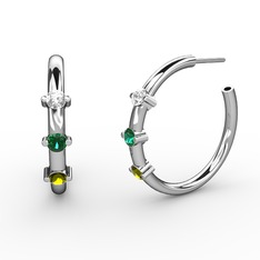 Lita Halka Küpe - Peridot, yeşil kuvars ve swarovski 18 ayar beyaz altın küpe #1ha1vt2