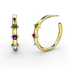 Lita Halka Küpe - Akuamarin, ametist ve peridot 18 ayar altın küpe #1habp52