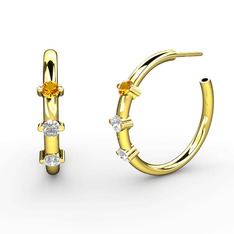 Lita Halka Küpe - Beyaz zirkon, pırlanta ve sitrin 925 ayar altın kaplama gümüş küpe (0.22 karat) #1hh66le