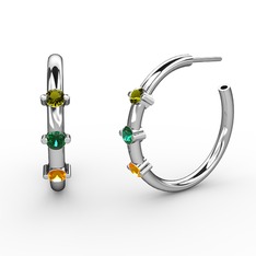 Lita Halka Küpe - Sitrin, yeşil kuvars ve peridot 14 ayar beyaz altın küpe #1hpuhei