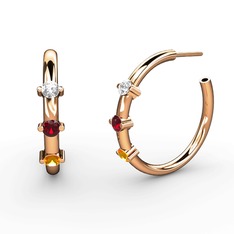 Lita Halka Küpe - Sitrin, garnet ve swarovski 14 ayar rose altın küpe #1hr86za