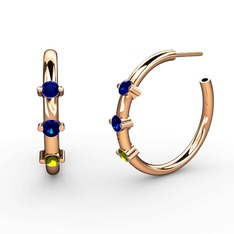 Peridot ve lab safir 18 ayar rose altın küpe