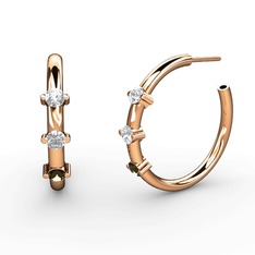 Dumanlı kuvars, swarovski ve beyaz zirkon 18 ayar rose altın küpe