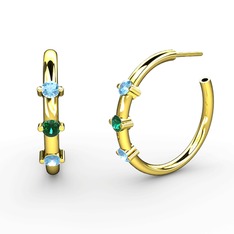 Lita Halka Küpe - Akuamarin ve yeşil kuvars 18 ayar altın küpe #1iljhob