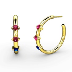 Lab safir ve rodolit garnet 8 ayar altın küpe