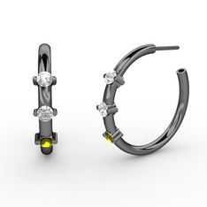 Lita Halka Küpe - Peridot ve beyaz zirkon 925 ayar siyah rodyum kaplama gümüş küpe #1jwezua