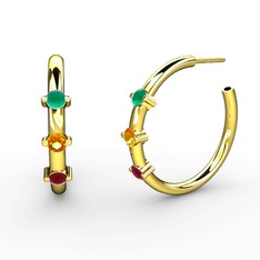 Lita Halka Küpe - Kök yakut, sitrin ve kök zümrüt 14 ayar altın küpe #1jybbov