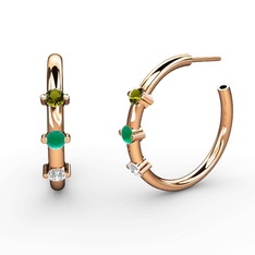 Lita Halka Küpe - Swarovski, kök zümrüt ve peridot 18 ayar rose altın küpe #1k5us5d