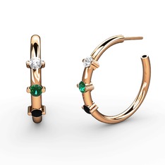 Lita Halka Küpe - Siyah zirkon, yeşil kuvars ve swarovski 925 ayar rose altın kaplama gümüş küpe #1kp71ax