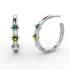 Lita Halka Küpe - Pırlanta, peridot ve yeşil kuvars 925 ayar gümüş küpe (0.22 karat) #1kqqg47