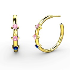 Lita Halka Küpe - Lab safir ve pembe kuvars 18 ayar altın küpe #1kvhlem