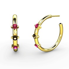 Lita Halka Küpe - Rodolit garnet ve dumanlı kuvars 8 ayar altın küpe #1kwgzsc