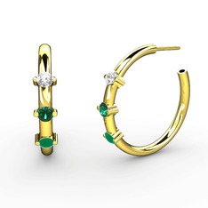 Lita Halka Küpe - Kök zümrüt, yeşil kuvars ve beyaz zirkon 8 ayar altın küpe #1l2sxw9