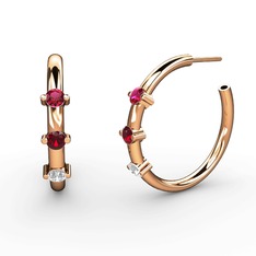 Lita Halka Küpe - Pırlanta, garnet ve rodolit garnet 8 ayar rose altın küpe (0.22 karat) #1limsfa