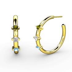 Lita Halka Küpe - Akuamarin, swarovski ve peridot 14 ayar altın küpe #1lzmnem