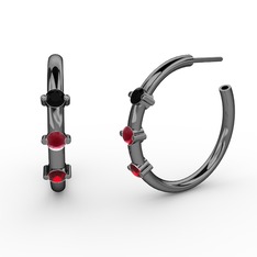 Lita Halka Küpe - Garnet, kök yakut ve siyah zirkon 925 ayar siyah rodyum kaplama gümüş küpe #1m4k0a