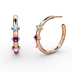 Lita Halka Küpe - Pembe kuvars, ametist ve akuamarin 925 ayar rose altın kaplama gümüş küpe #1m7tq53