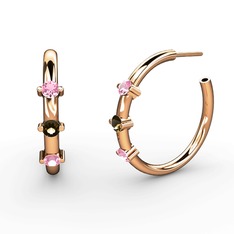 Lita Halka Küpe - Pembe kuvars ve dumanlı kuvars 8 ayar rose altın küpe #1mf1raj