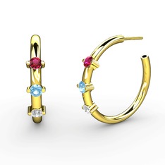 Lita Halka Küpe - Swarovski, akuamarin ve rodolit garnet 8 ayar altın küpe #1nhb1k9