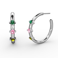 Lita Halka Küpe - Peridot, pembe kuvars ve yeşil kuvars 925 ayar gümüş küpe #1nhy4xk