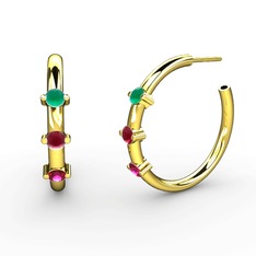 Lita Halka Küpe - Rodolit garnet, kök yakut ve kök zümrüt 925 ayar altın kaplama gümüş küpe #1nk8ke5