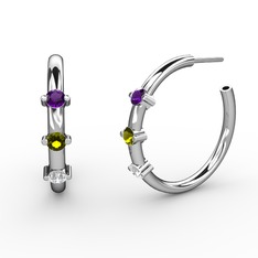 Lita Halka Küpe - Swarovski, peridot ve ametist 18 ayar beyaz altın küpe #1nnqdxp