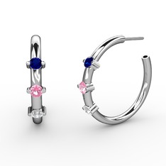 Lita Halka Küpe - Swarovski, pembe kuvars ve lab safir 8 ayar beyaz altın küpe #1nnskhf