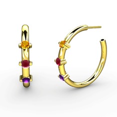 Lita Halka Küpe - Ametist, kök yakut ve sitrin 925 ayar altın kaplama gümüş küpe #1nzmt6f