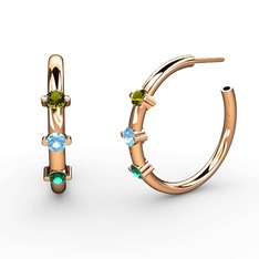 Lita Halka Küpe - Yeşil kuvars, akuamarin ve peridot 18 ayar rose altın küpe #1nzufwc