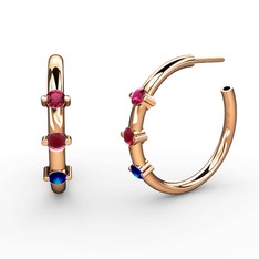 Lita Halka Küpe - Lab safir, kök yakut ve rodolit garnet 18 ayar rose altın küpe #1ofdtz8