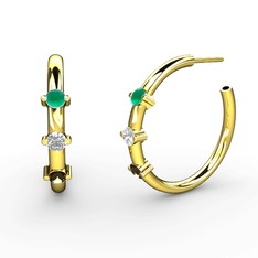 Lita Halka Küpe - Dumanlı kuvars, swarovski ve kök zümrüt 8 ayar altın küpe #1oyz7x8