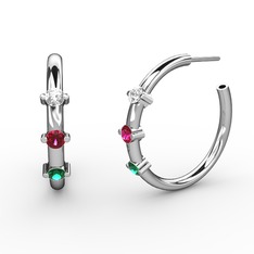 Yeşil kuvars, rodolit garnet ve swarovski 925 ayar gümüş küpe